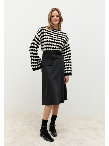 More & More gestreifter Pullover, voluminöse Ärmel in black/offwhite