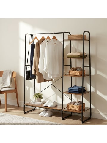 relaxdays Kleiderständer in Schwarz/ Braun - (B)120 x (H)160 x (T)45 cm