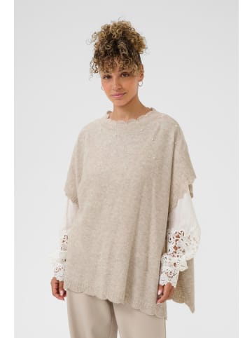 Cream Poncho CREmanuella in String Melange