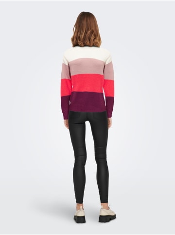 JACQUELINE de YONG Gestreifter Feinstrick Pullover Langarm Sweater JDYNEWELANOR in Rosa