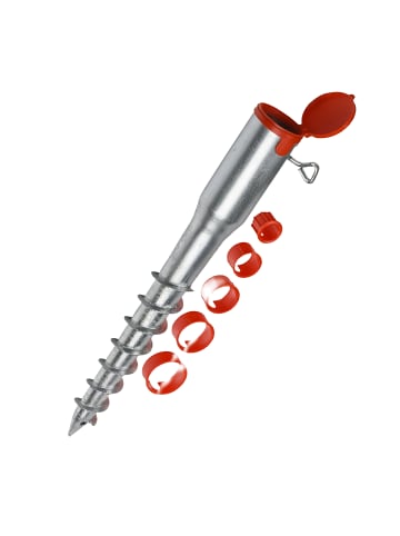 relaxdays Bodenhülse in Silber/ Rot - (H)55 x Ø7 cm