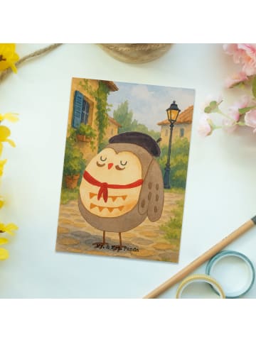 Mr. & Mrs. Panda Postkarte Eule Frankreich Design ohne Spruch in Weiß