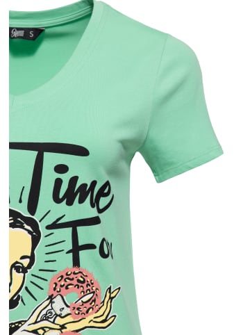 Queen Kerosin Queen Kerosin Print T-Shirt No Time For Romance in mint