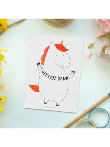 Mr. & Mrs. Panda Grußkarte Einhorn Dankeschön ohne Spruch in Weiß
