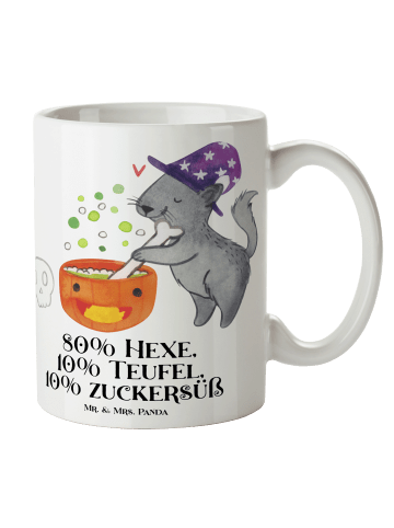 Mr. & Mrs. Panda Kaffeebecher Kater Hexenkessel mit Spruch in Weiß