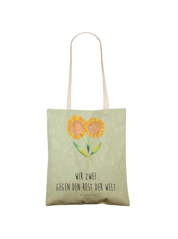 Mr. & Mrs. Panda shopping bag Blume Sonnenblume mit Spruch in Blattgrün