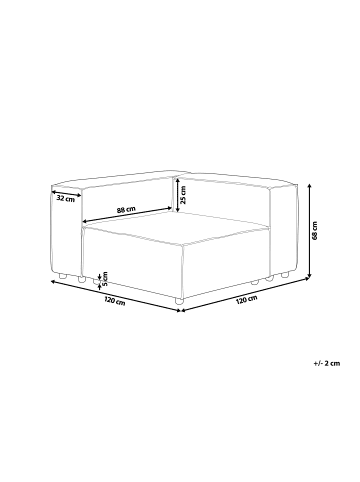 Beliani Sofaelement ARDAL in Weiß/Schwarz - (W) 120 x (H) 68 x (L) 120 cm