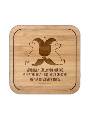 Mr. & Mrs. Panda Bierdeckel Igel händchenhaltend mit Spruch in Transparent