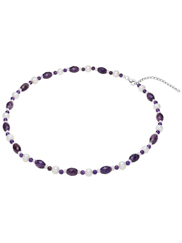 Valero Pearls Perlen-Kette Sterling Silber Amethyst Süßwasser-Zuchtperle in weiß