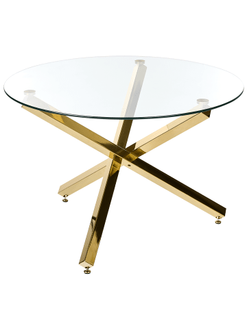 Beliani Esszimmertisch BUTLER in Gold/Transparent - (W) 110 x (H) 75 x (L) 110 cm