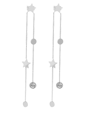 Adeliás Damen Anhänger – Stern Anhänger aus Edelstahl mit Strass Steinchen in silber