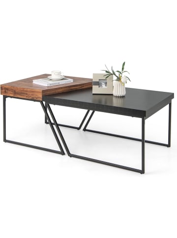 COSTWAY 2er Set Satztisch in Schwarz