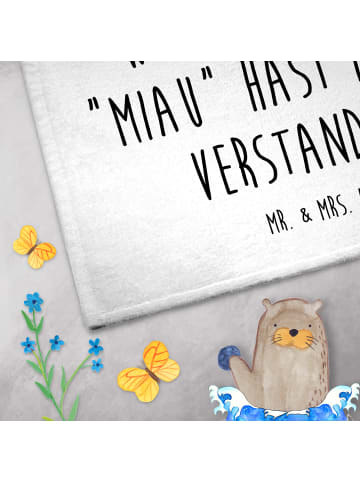 Mr. & Mrs. Panda Gästehandtuch Katze Mittelfinger mit Spruch in Weiß