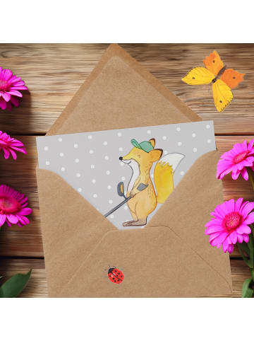 Mr. & Mrs. Panda anlasskarte Fuchs Metalldetektor mit Spruch in Grau Pastell