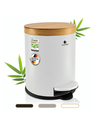 Exitoso EXITOSO Tretmülleimer mit Softclose-Deckel aus Bambus, 5 l - ideal für Bad & C