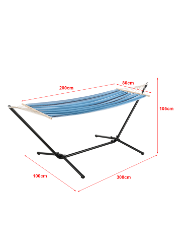 en.casa Hängematte mit Gestell Surte  in Blau (L)300cm (B)100cm (H)105cm