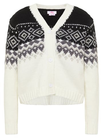 myMo Damen Strickjacke in Schwarz Wollweiss