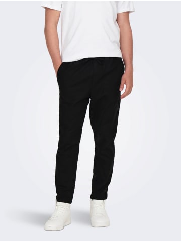 Only&Sons Leinen Baumwolle Stoffhose mit Tunnelzug ONSLINUS in Schwarz
