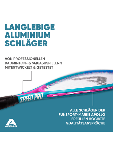 Apollo Badminton Schläger Set Kinder " Speed Pro " in blau/pink