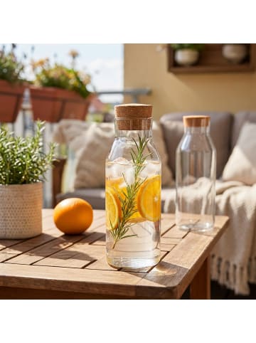 relaxdays 2 x Glaskaraffe in Transparent/ Natur - 1200 ml