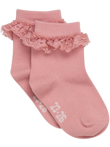 Minymo Kinder Socken "Ankle Sock with Lace" in Rosa