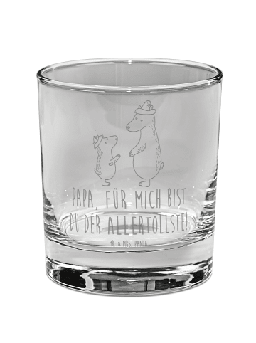 Mr. & Mrs. Panda Whiskey Glas Bären mit Hut mit Spruch in Transparent