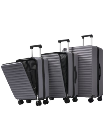 ABRIHOME 3er Koffer Set M-L-XL mit klappbare Getränkehalter, Grau