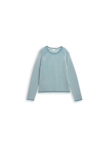 Tom Tailor Pullover in teal plaited knit