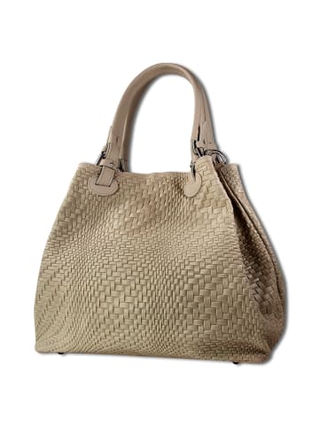 Toscanto Toscanto Handtasche, Umhängetasche Leder taupe, beige, braun ca. 31cm