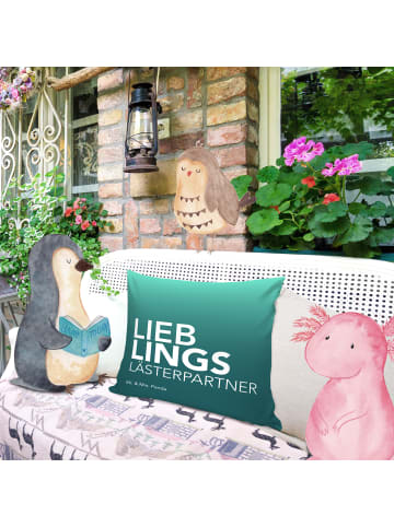 Mr. & Mrs. Panda Sofa Kissen Lästerpartner mit Spruch in Aquarellblau