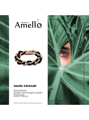 Amello Armband Edelstahl 333er Rosegold vergoldet, Keramik ca. 20,5cm Panzer