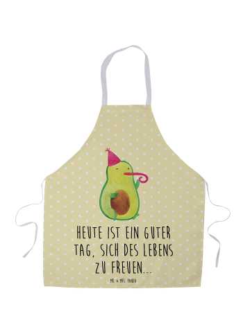 Mr. & Mrs. Panda Kochschürze Avocado Feier mit Spruch in Gelb Pastell