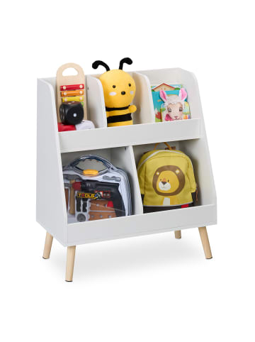 relaxdays Kinderregal in Weiß/ Natur - (B)60 x (H)66 x (T)30 cm