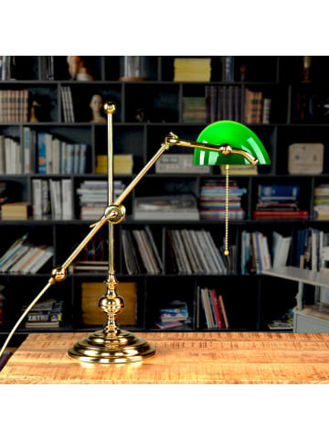 Licht-Erlebnisse Tischlampe (B)16.8 x (L)26 x (H)47 cm in Messing poliert Grün