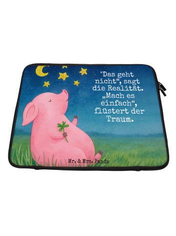 Mr. & Mrs. Panda Laptop Cover Schwein Glück Design mit Spruch in Weiß