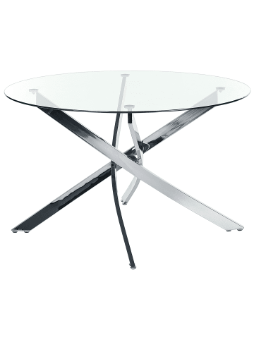 Beliani Esszimmertisch MARAMO in Silber/Transparent - (W) 120 x (H) 75 x (L) 120 cm