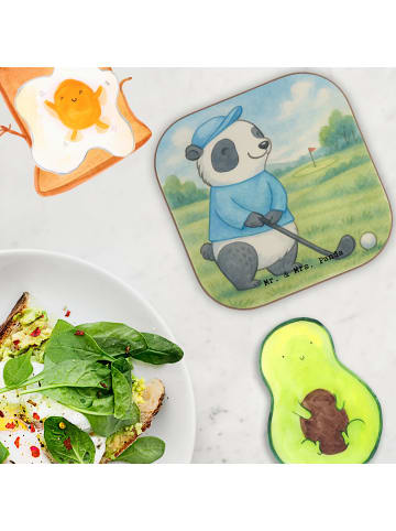 Mr. & Mrs. Panda Glasuntersetzer Panda Golfen Design ohne Spruch in Weiß