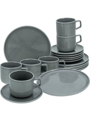 CreaTable CreaTable Chef Collection Kaffeeservice 18 teilig in Grau in Grau
