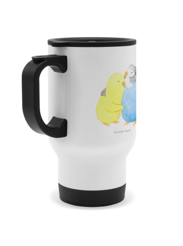 Mr. & Mrs. Panda Travel Mug Wellensittich Liebe ohne Spruch in Weiß