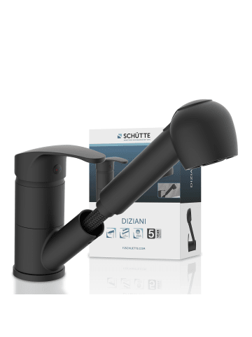 Franz Joseph Schütte DIZIANI Spültischarmatur, Schwarz matt, mit herausziehbarer Geschirrbrause