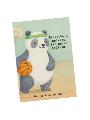 Mr. & Mrs. Panda Postkarte Panda Basketball Design mit Spruch in Weiß