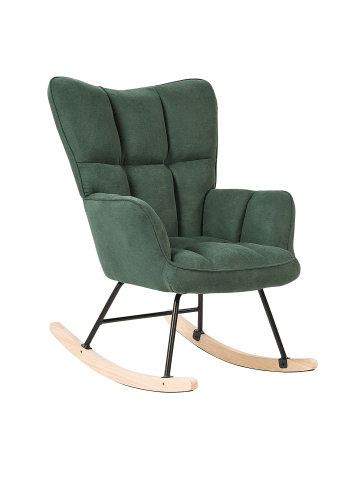Beliani Schaukelsessel OULU in Grün/Schwarz/Braun - (W) 71 x (H) 104 x (L) 83 cm