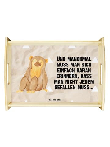 Mr. & Mrs. Panda Großes Tablett Affe mit Spruch in Sandig