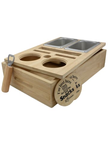 UNUS Couchbar Sofatablett mit Getränkehalter mit Snackschalen in Braun