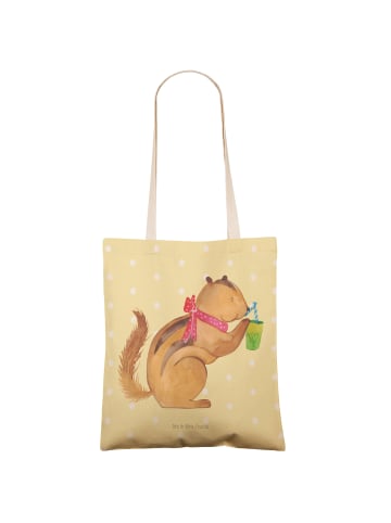 Mr. & Mrs. Panda Tote Bag Eichhörnchen Smoothie ohne Spruch in Gelb Pastell