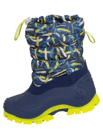 Kinder-Winterstiefel Sydney-Printed gefüttert in blau/bunt-kombi
