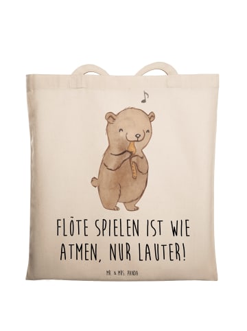 Mr. & Mrs. Panda Tasche Flöte Atem mit Spruch in Creme