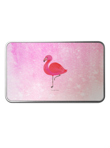 Mr. & Mrs. Panda Metalldose rechteckig Flamingo Classic ohne Spruch in Aquarell Pink