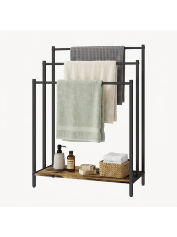 relaxdays Handtuchständer in Dunkelbraun/ Schwarz - (B)60 x (H)82,5 x (T)28 cm