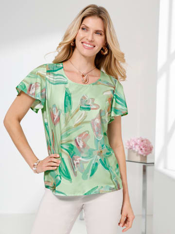 Sieh an! Druck-Tunika in reseda-rosé-bedruckt